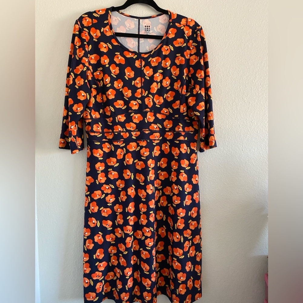 Title Nine Dress Floral Colorful A Line Stretch Outdoors